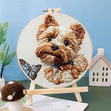 Punch Needle Kits Yorkshire Terrier Dog and Butterfly Embroidery Starter Set with Hoop Easy for Beginners DIY Stress Relief Handmade Craft Hobby and Home Decor 20x20cm-2