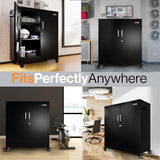 METALTIGER Metal Storage Cabinet with Wheels, 40" H Small Cabinet, Locking Storage Cabinet with Doors, Shelves & Accessories for Garage, Office, Home (Black) METALTIGER