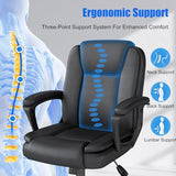 Keratee Executive Office Chair, Leather Desk Computer Chair with Padded Armrests, Mid-Back Swivel Adjustable Ergonomic Design for Home Office, 1PC, Black Keratee