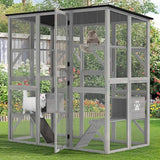 YITAHOME Catio Outdoor Cat Enclosure Large, Tall Wooden Cat House with Weatherproof Asphalt Roof, Cat Cage Playpen with Multiple Platforms & 2 Resting Boxes, 70.9" L x 38.2" W x 70.9" H YITAHOME