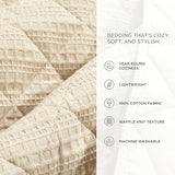 Lush Decor Haniya Solid Waffle Woven Textured Cotton Quilt Set, 3 Piece Set, Full/Queen, Neutral - Soft Waffle Quilt - Neutral Bedding Set - Minimalist, Modern & Farmhouse Bedroom Decor Lush Decor