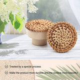 Pletpet 10 Packs Boho Rattan Dresser Knobs, Wood Knobs for Dresser Drawers Boho Dresser Handles Dresser Pulls Dresser Knobs Wood Rattan Drawer Knobs Drawers Wooden Door Knobs with 10 Screws Pletpet