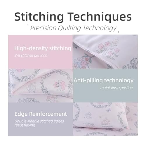 MAG 3Pcs with 1 Microfiber Jersey Knit Comforter+2 Pillowcae,Pink Floral Queen Comforter Set,All Season Garden Style Flower Bedding Set Queen Size for Girls Boys Kids,Elastic and Breathable Soft. MAG