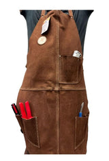 Zeluga 20-409 24in. x 36in. Heavy Duty Flame and Heat Resistant Leather Welding and Work Shop Apron, Brown Zeluga