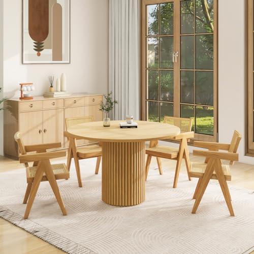 SIMTONAL Round Dining Table Modern Wood Kitchen Table 35'' Circular Tabletop for Leisure,35''L x 35''W x 29.9''H SIMTONAL