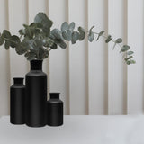 Matte Black Ceramic Vase Set, 3 Small Rustic Decorative Vases for Modern Farmhouse Office Home Decor, Living Room Centerpieces Decoration for Table Mantel Entryway Shelves Decor Egobasic