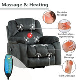 ANJ Large Power Lift Recliner with Hidden Cup Holders for Elderly, Large Electric Reclining Lift Chair with Massage and Heat, Overstuffed Lifting Chairs with Side Pockets for Living Room, Dark Green