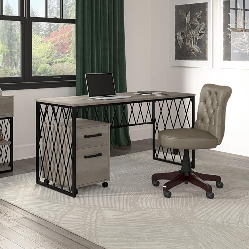 Bush Furniture City Park Industrial Writing Desk with Mobile File Cabinet, 60W, Driftwood Gray - WoodArtSupply