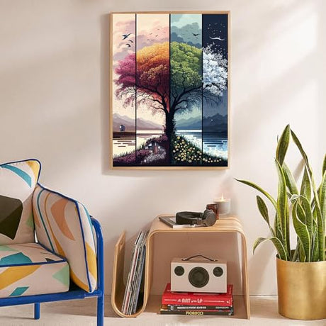 Tree Stamped Cross Stitch Kits for Beginners Adults,Landscape Dimensions Needlepoint Art Crafts,Counted Cross Stitch Kits Embroidery Kits for Beginners Adults for Home Decor 11.8x15.7inch Lzyueyuan