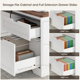 Whalefall L Shaped Standing Desk with Drawers, Height Adjustable Farmhouse Executive Computer Desk, Corner Desk with Cable Management and File Storage for Home Office, White Whalefall