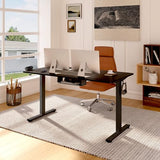 FLEXISPOT EN2 Whole-Piece Standing Desk with Clamp Power Strip, 60 x 24 Electric Stand Up Height Adjustable Desk with Cable Management (Black Frame + 60" Black Top, 2 Packages) FLEXISPOT