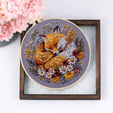 Needlework Embroidery Kit for Beginners,Cute Fox Pattern Handmade Cross Stitch Sewing Art Craft Kit with Stamped Design Cotton Threads Needles Hoop for Home Decor