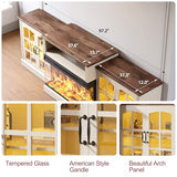 OneBlis 97" Fireplace TV Stand with 36" Electric Fireplace, Farmhouse Entertainment Center for TVs up to 100", Media Console Table with Large Storage Cabinets, for Living Room, White OneBlis