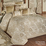 Albany Luxury Bedding | Soothing Neutral Tones of Champagne and Ivory | Jacobean Floral Inspired Damask, Medallions, and Stripes | 3 Piece Bed Set Includes Oversized King Bedspread and 2 King Shams J. Queen New York