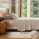MEISHANG 100% French Pure Linen Sheets Queen Size - Bed Sheets 4 Piece Sets, Soft Durable Flax Linen, Anti-Tear Breathable Oeko-Tex Certified with 16" Deep Pocket (Linen) MEISHANG