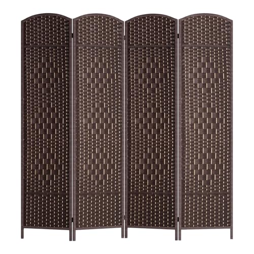 FDW Room Divider 6FT Wooden Screen Folding Privacy Screens Portable Wall Dividers for Home Office Bedroom, Dark Brown FDW