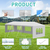 10' x 30' White Canopy Tent with 5 Removable Sidewalls, Outdoor Patio Gazebo with Transparent Windows, Shade Shelter Tents Ideal for Birthdays, Events, Parties, Weddings, Gatherings, BBQ Usnipoya