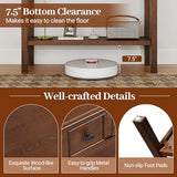 GOFLAME Narrow Console Table with 2 Drawers, 38” Rustic Sofa Table with Bottom Storage Shelf & Embossed Design, 2-Tier Vintage Entry Tables for Living Room, Entryway, Hallway, Walnut GOFLAME