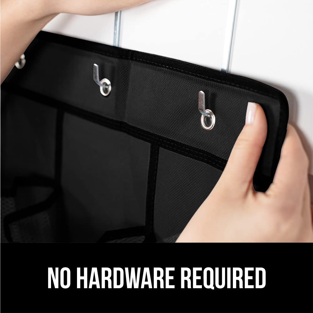 GORILLA GRIP Over the Door Shoe Organizer, 24 Large Breathable Mesh Pockets, Space Saving Hanging Storage Holder, Closet Rack Hanger Holds Up to 40 lbs, Hangs on Closets for Shoes, Accessories, Black GORILLA GRIP