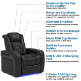 Valencia Tuscany Home Theater Seat - Nappa Leather Power Recliner with Cool Gel Memory Foam, USB-C/USB-A Charging, RGB LED Lights, Adjustable Lumbar & Headrest (Row of 2, Black)