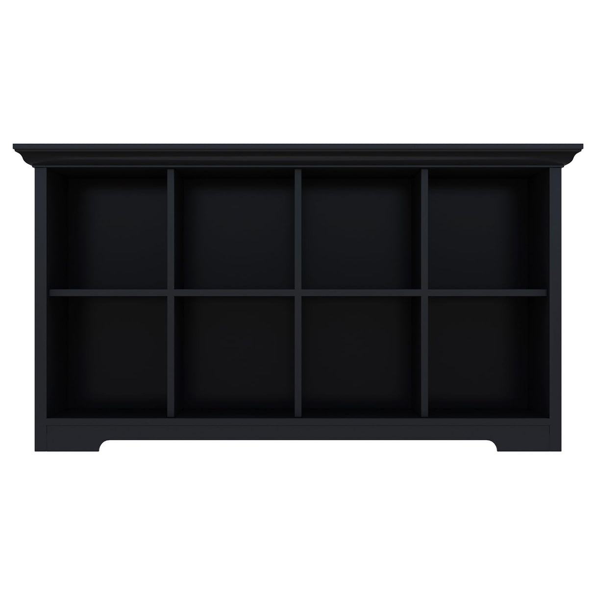 OSCHF Cube Shelf Bookcase with Base - Wooden 2 Tiers Floor Standing Low Storage Cabinet for Home and Office, 8-Cube Lattice Bookshelf, Black