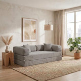 NAYA 79" Convertible Sofa Bed, 4-in-1 Corduroy Boneless Futon Couch, Folding Sleeper Sofa, No Assembly Floor Couch for Living Room, Bedroom, Apartment, Grey NAYA