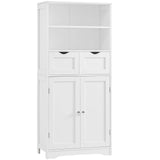 Iwell Tall Bathroom Cabinet, Storage Cabinet with 2 Drawers & Adjustable Shelves, Bathroom Storage Cabinet for Living Room, Dining Room, Entryway, White Iwell