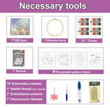 Sutesloly Embroidery Kit for Beginners Adults, 4 Sets Learn to Floral Patterns Simple Starter kit for Beginners, Easy Practice Kit, 7.8inch Hoop, Hand DIY Craft for Women，Purple