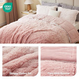 Intelligent Design Brielle, Long Shaggy Faux Fur Comforter Set, Plush Reverse, Trendy Ombre Design, Modern, Cozy All Season Bedding, Matching Sham, Full/Queen(90"x90") Blush 3 Piece Intelligent Design