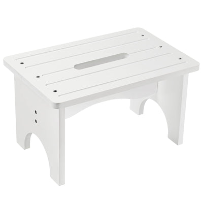 Wooden Step Stool for Adults, 9" Portable Wood Step Stool for Kids, Heavy Duty Bedside One Step Stool with 550 Lbs Load Capacity, Non-Slip White Foot Step Stool for Kitchen Bathroom Bedroom