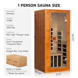 RESTISLAND Full Spectrum Infrared Sauna, 1 Person Home Infrared Sauna with Red Light Therapy, Indoor Canadian Hemlock Wood Dry Saunas Room,1178w/120v, Foot Warmer, 7 Heating Panels, Bluetooth Speakers RESTISLAND