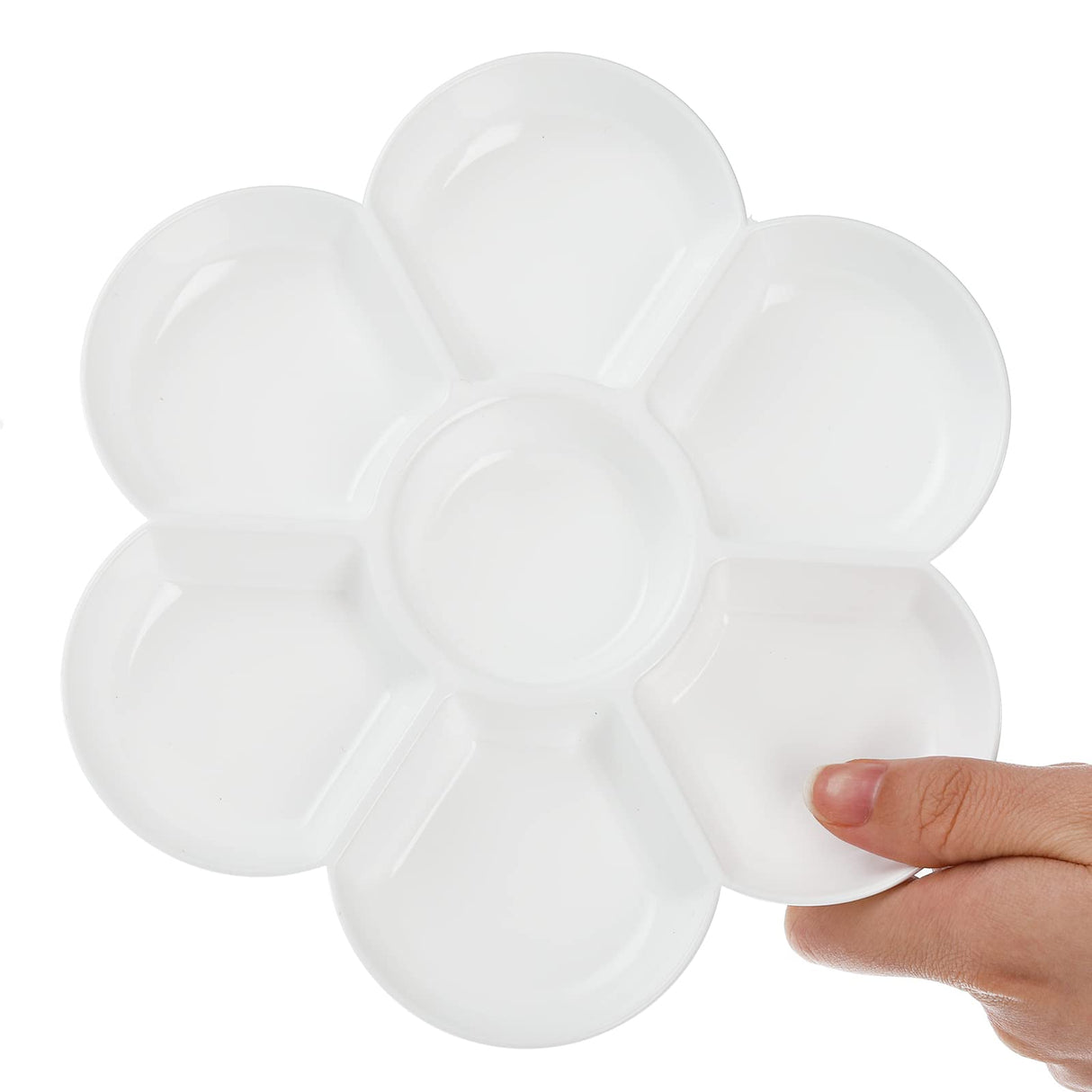 ZENFUN 15 Pack Paint Tray Palettes with 7 Wells, White Plastic Paint Mixing Tray Watercolor Painting Dish for Oil Art, Gouache, Kids Adults Painters, Easy to Clean ZENFUN