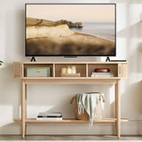 LINSY Fluted Console Table with Storage, Entryway Table Wood Entrance Tables for Front Door, Behind Couch Sofa Table with Shelves, Foyer Tables for Hallways, Living Room Boho Furniture, Light Wood LINSY
