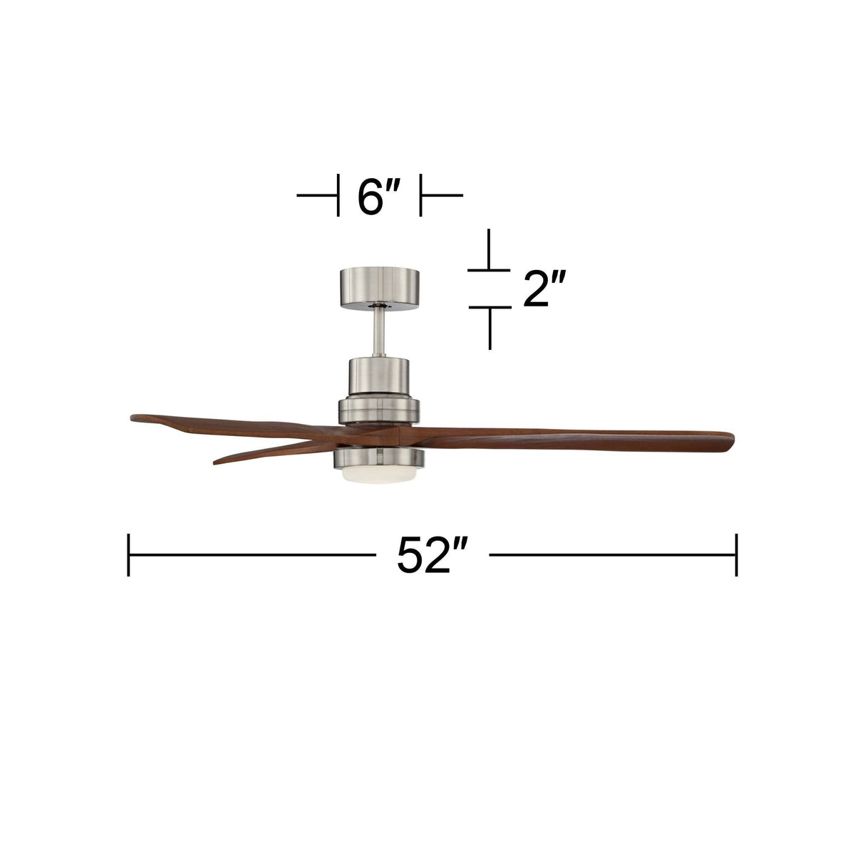 Casa Vieja 52" Delta-Wing DC Rustic Farmhouse 3 Blade Indoor Ceiling Fan with LED Light Remote Control Brushed Nickel Walnut Wood for Living Kitchen Bedroom Family Dining Office Room Casa Vieja