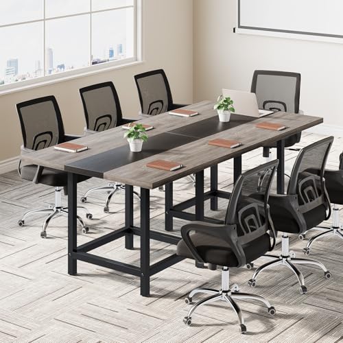 LITTLE TREE 39-Inch Square Small Conference Room Table for 4 People, Wood Computer Desk for Home Office, Small Space (Chair not Included) LITTLE TREE