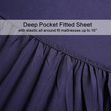 Best Season Bed Sheet Set - 1 Flat Sheet,1 Fitted Sheet and 1 Pillow Cases, Extra Soft Luxury Bedding Set,Deep Pockets,Wrinkle,Fade Resistant - Hypoallergenic- 3 Piece (Twin, Blue) Best Season