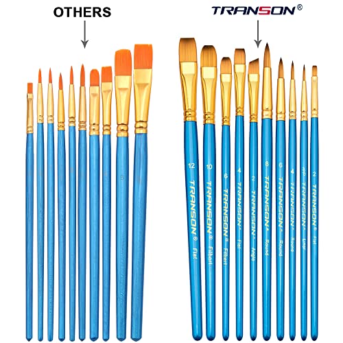Transon 20pcs Bulk Artist Paint Brush Set for Acrylic Watercolor Gouache Hobby Craft Face Painting TRANSON