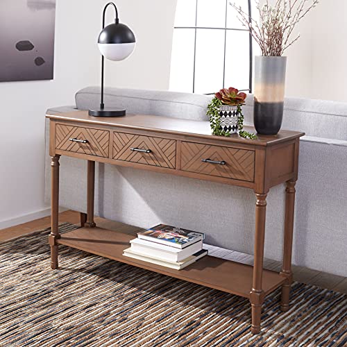 SAFAVIEH Home Collection Peyton Brown 3-Drawer Lower Shelf Console Table CNS5705C SAFAVIEH
