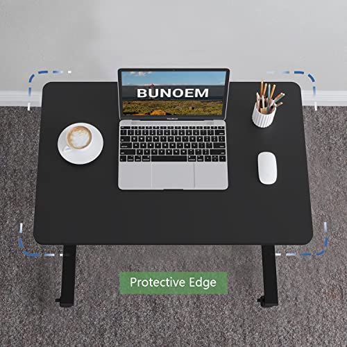 BUNOEM Mobile Standing Desk, 28x20 Pneumatic Laptop Height Adjustable Sit to Stand Table with Lockable Wheels and Gas Spring Riser (Black) BUNOEM
