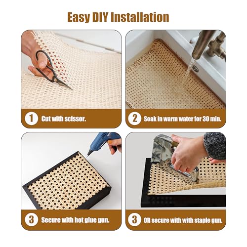Plastic Rattan Square Webbing Roll, 16 in x 6.6 Ft, Faux Cane Webbing for DIY Home Decor Projects, Pre-Woven Open Mesh for Furniture, Bed, Cabinet, Wardrobe, Room Divider, Light Shade Laphivieh