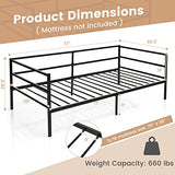 Giantex Metal Twin Daybed Frame, Day Bed with Metal Slat Support & 3-Sided Guardrails, 2-in-1 Space-Saving Sofa Bed for Living Room Guest Room, No Box Spring Needed, Black Giantex