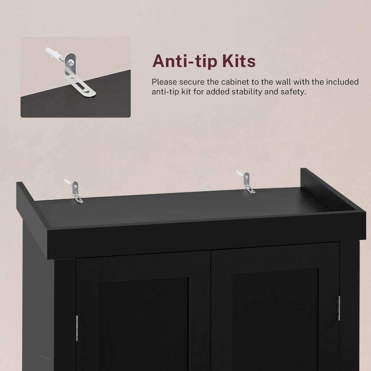 TEENFON 72” Kitchen Pantry Cabinet, with 6 Hanging Shelves & 1 Large Drawer, Adjustable Shelf, for Dinging Room, Living Room, Black TEENFON