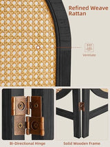 3 Panel Folding Room Divider, Hand-Woven Rattan Room Dividers and Folding Privacy Screens with Bi-Directional Hinge, Pre-Assembled Partition Room Dividers for Home Office Bedroom Restaurant, Black ALeesing