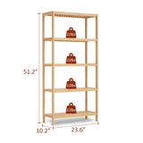 HLXZN 5 Tier Bamboo Freestanding Shelf Unit, Multifunctional Bookshelf Bookcase for Bathroom, Kitchen, Living Room, Office HLXZN