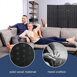 Room Dividers and Folding Privacy Screens 4 Panel 6 ft Foldable Portable Room Seperating Divider, Handwork Wood Mesh Woven Design Wall, Freestanding, Black Dkeli