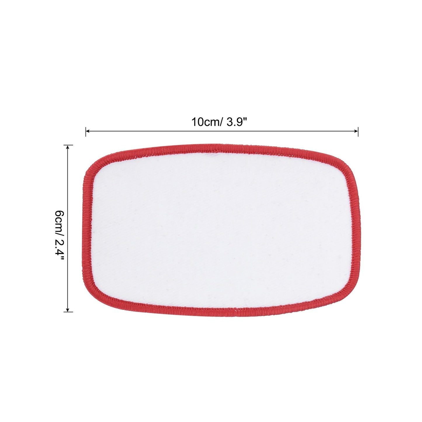 MECCANIXITY 16pcs Sublimation Patch Blank, 10x6cm/3.94x2.36 inch Fabric Iron-on Blank Heat Transfer Repair Patch for DIY Crafts Caps Clothes, White with red Border