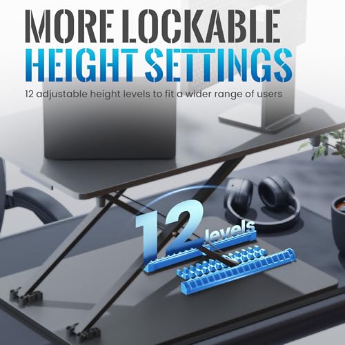 yoopin Standing Desk Converter, 25.16" × 15.75" Height Adjustable Laptop Stand for Desk, Sit Stand Monitor Stand, No Assembly Required for Home and Office Use (Black) yoopin