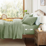 Aormenzy Extra Deep Pocket Queen Sheets - 4 Piece Sage Green Bed Sheet Set - Fits Mattress 18-24 Inches Deep - Ultra-Soft Microfiber Extra Deep Sheet Sets for Women, Men, Kids & Teens Aormenzy
