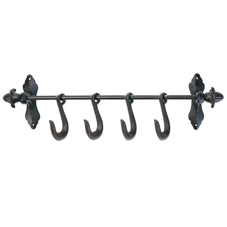 Sungmor Vintage Cast Iron Wall Hook Rack - Rustic Farmhouse Wall-Mounted Hanger for Coats, Keys, Mugs, Towels - Heavy Duty Decorative Organizer with 4 Removable Hooks Sungmor