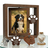 Kinerby Rotating Pet Memorial Photo Frame 4x6, Solid Wood Dog and Cat Loss Sympathy Gift with Fur Keepsake Bottle & Ash Pendants, Double-Sided Remembrance Picture Display for Grieving Pet Owners